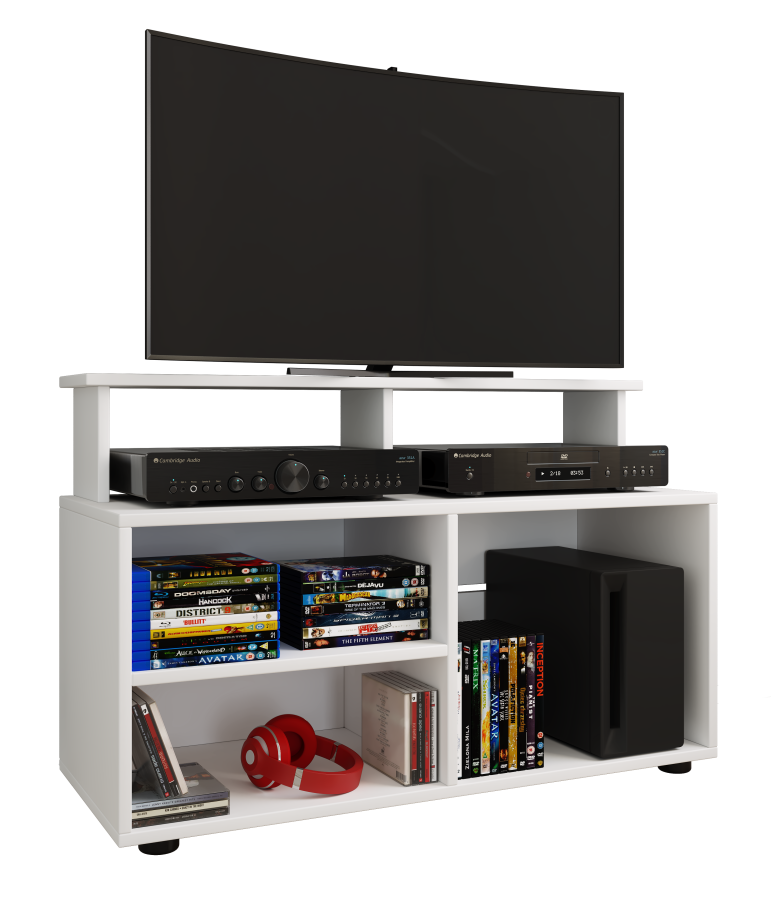 VCM NORDIC Balanisa TV-Tisch, m. 5 offenen Fächern - Holz weiß (90x36)