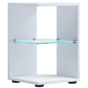 VCM NORDIC Elani sidobord, w. 1 glashylla - vitt trä (30x30)