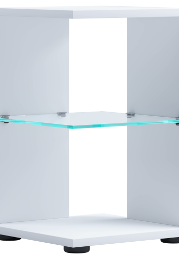 VCM NORDIC Elani Beistelltisch, m. 1 Glasablage - Holz weiß (30x30)