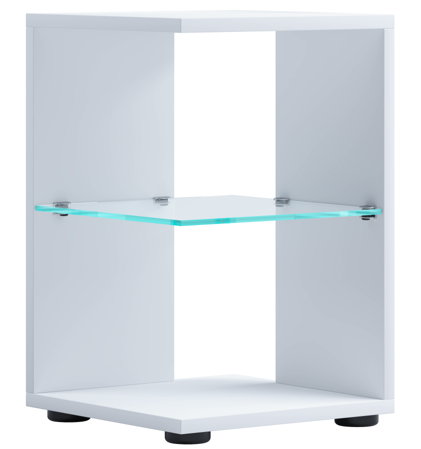 VCM NORDIC Elani Beistelltisch, m. 1 Glasablage - Holz weiß (30x30)