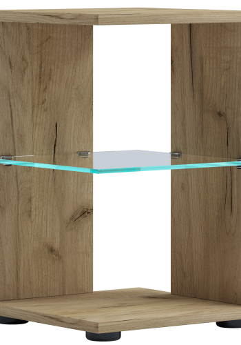 VCM NORDIC Elani Beistelltisch, m. 1 Glasablage - Naturholz (30x30)