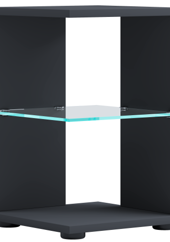 VCM NORDIC Elani Beistelltisch, m. 1 Glasablage - Holz anthrazitgrau (30x30)