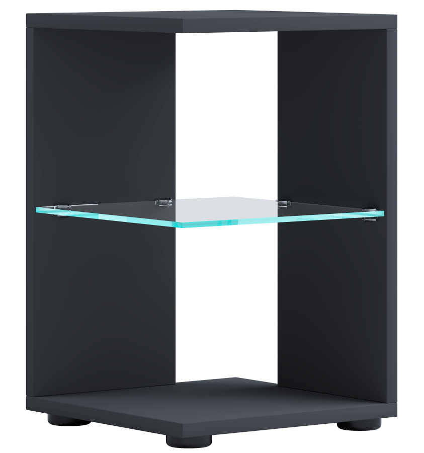 VCM NORDIC Elani Beistelltisch, m. 1 Glasablage - Holz anthrazitgrau (30x30)