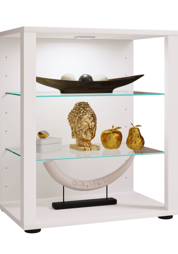 VCM NORDIC Glasol S vitrineskap, m. 2 glasshyller - hvitt tre