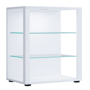 VCM NORDIC Glasol S vitrineskap, m. 2 glasshyller - hvitt tre