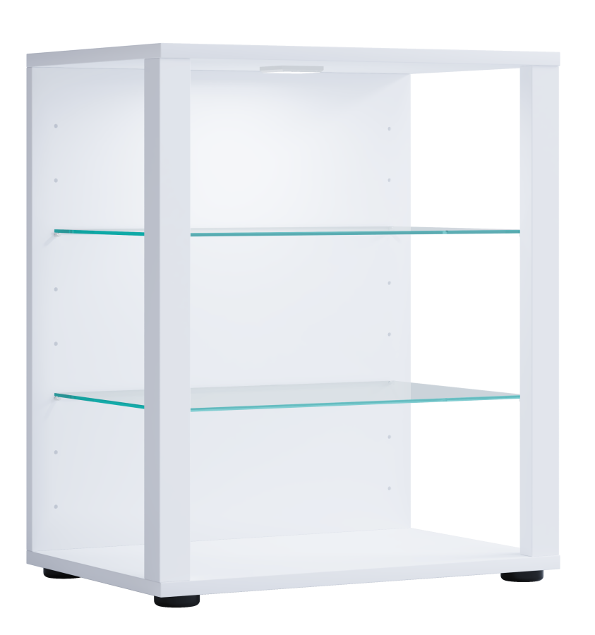 VCM NORDIC Glasol S vitrineskap, m. 2 glasshyller - hvitt tre