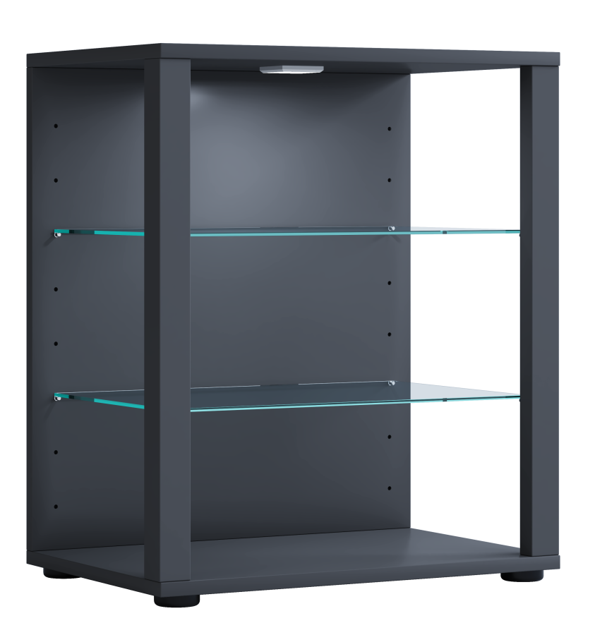 VCM NORDIC Glasol S vitrineskap, m. 2 glasshyller - antrasittgrtt tre