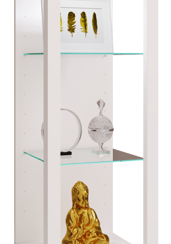 VCM NORDIC Glasol M vitrineskap, m. 2 glasshyller - hvitt tre