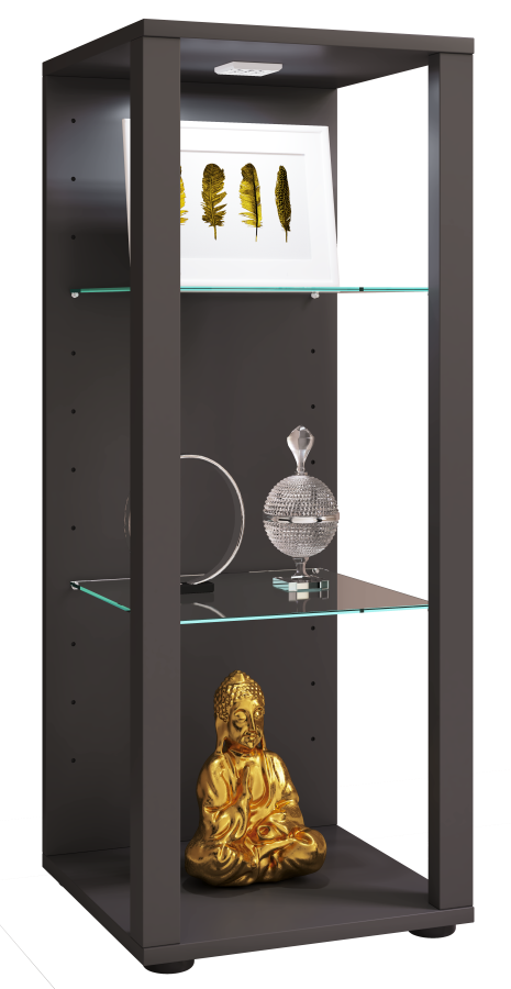 VCM NORDIC Glasol M vitrineskap, m. 2 glasshyller - antrasittgrtt tre