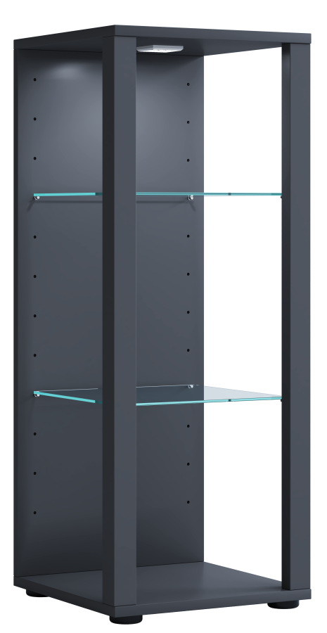 VCM NORDIC Glasol M vitrineskap, m. 2 glasshyller - antrasittgrtt tre