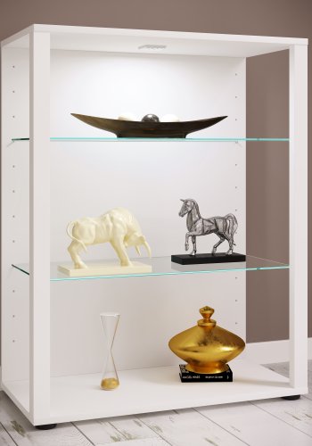 VCM NORDIC Glasol XL vitrineskap, m. 2 glasshyller - hvitt tre