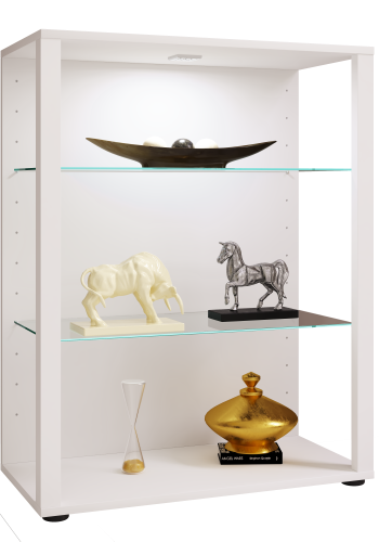 VCM NORDIC Glasol XL vitrineskap, m. 2 glasshyller - hvitt tre