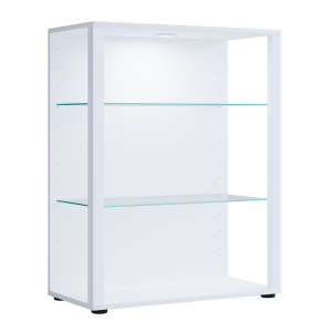 VCM NORDIC Glasol XL vitrineskap, m. 2 glasshyller - hvitt tre