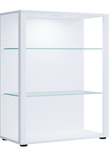 VCM NORDIC Glasol XL vitrineskap, m. 2 glasshyller - hvitt tre