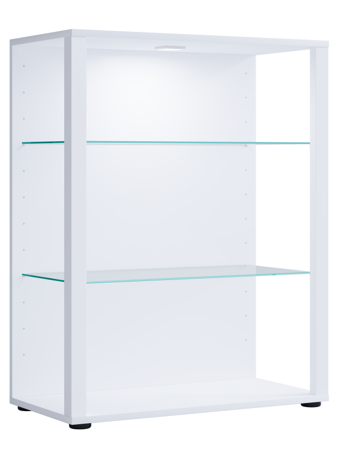 VCM NORDIC Glasol XL vitrineskap, m. 2 glasshyller - hvitt tre