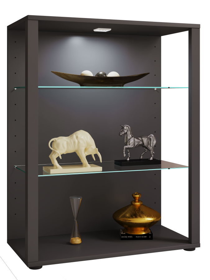 VCM NORDIC Glasol XL vitrineskap, m. 2 glasshyller - antrasittgrtt tre