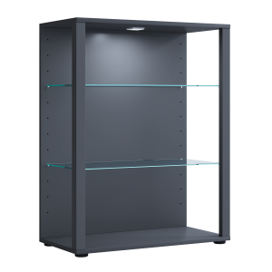 VCM NORDIC Glasol XL vitrineskap, m. 2 glasshyller - antrasittgrtt tre