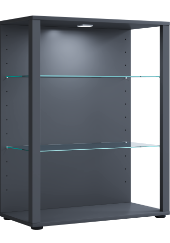 VCM NORDIC Glasol XL vitrineskap, m. 2 glasshyller - antrasittgrtt tre