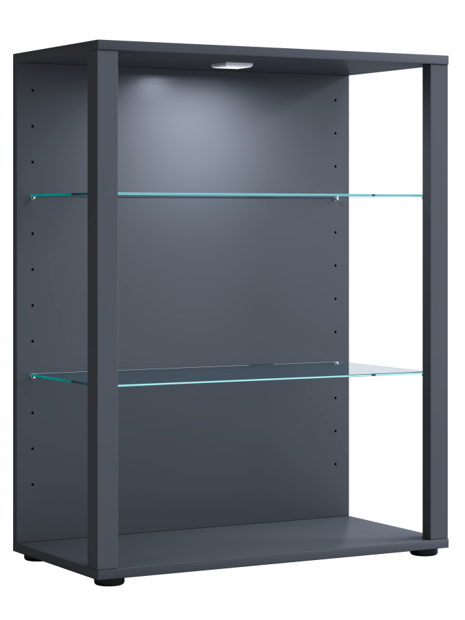 VCM NORDIC Glasol XL vitrineskap, m. 2 glasshyller - antrasittgrtt tre