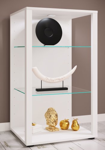 VCM NORDIC Glasol XXL vitrineskap, m. 2 glasshyller - hvitt tre