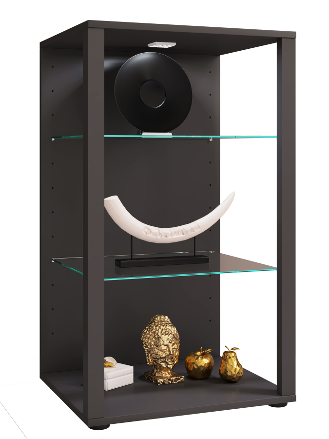 VCM NORDIC Glasol XXL vitrineskap, m. 2 glasshyller - antrasittgrtt tre