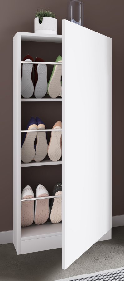 VCM NORDIC Fulisa Schuhschrank, m. 1 Tür, 2 Einlegeböden – Holz weiß