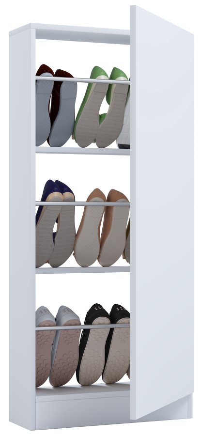 VCM NORDIC Fulisa Schuhschrank, m. 1 Tür, 2 Einlegeböden – Holz weiß