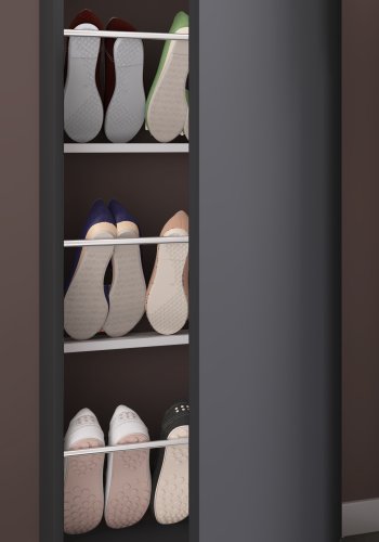 VCM NORDIC Fulisa Schuhschrank, m. 1 Tür, 2 Einlegeböden – Holz anthrazitgrau