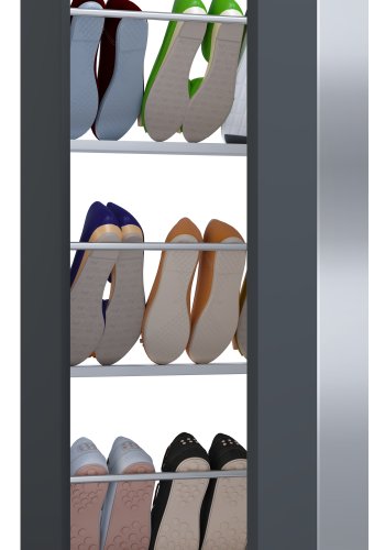 VCM NORDIC Fulisa Schuhschrank, mit Spiegel an der Tür, 2 Einlegeböden – anthrazitgraues Holz