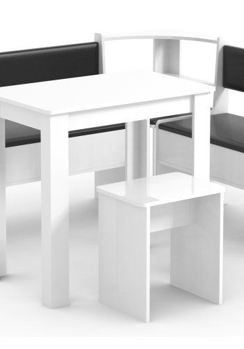 VCM NORDIC Esal Mini Eckbank-Set, mit 1 Tisch, 2 Bänken, 1 Hocker - Holz weiß