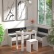 VCM NORDIC Esal Mini Eckbank-Set, mit 1 Tisch, 2 Bänken, 1 Hocker - Holz weiß