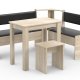 VCM NORDIC Esal Mini Eckbank-Set, m. 1 Tisch, 2 Bänken, 1 Hocker - Naturholz