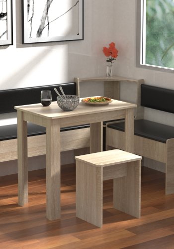 VCM NORDIC Esal Mini Eckbank-Set, m. 1 Tisch, 2 Bänken, 1 Hocker - Naturholz