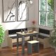 VCM NORDIC Esal Mini Eckbank-Set, m. 1 Tisch, 2 Bänke, 1 Hocker - Holz natur und anthrazitgrau