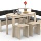 VCM NORDIC Esal Maxi Eckbank-Set, m. 1 Tisch, 2 Bänken, 2 Hockern - Naturholz
