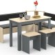 VCM NORDIC Esal Maxi Eckbank-Set, mit 1 Tisch, 2 Bänken, 2 Hockern – Naturholz und Anthrazitgrau