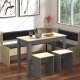 VCM NORDIC Esal Maxi Eckbank-Set, mit 1 Tisch, 2 Bänken, 2 Hockern – Naturholz und Anthrazitgrau