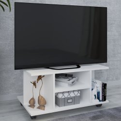 VCM NORDIC Findalo TV-bord, m. 4 rum og hjul - hvid tr� (80x40) -  VCM Nordic