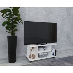 VCM NORDIC Findalo TV-bord, m. 4 rum og hjul - hvid tr� (80x40) -  VCM Nordic