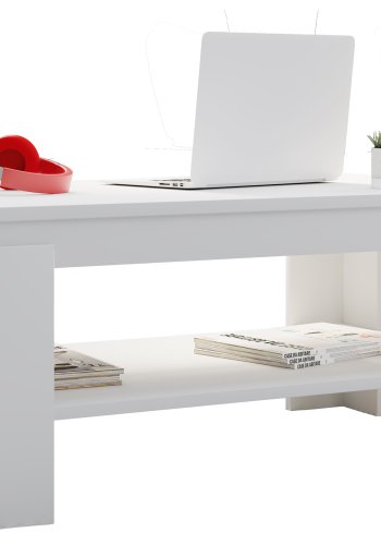 VCM NORDIC Rolas sofabord, m. 1 hylle - hvitt tre (90x41)