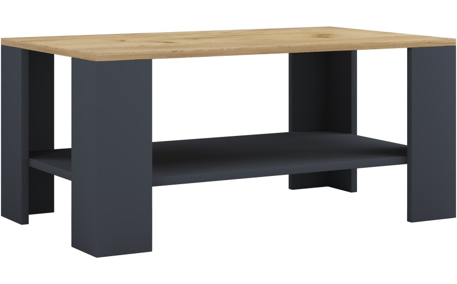 VCM NORDIC Dalus Couchtisch, m. 1 Ablage - Naturholz und Anthrazitgrau (90x41)