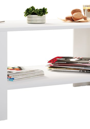 VCM NORDIC Dalus Couchtisch, m. 1 Ablage - weißes Holz (90x41)