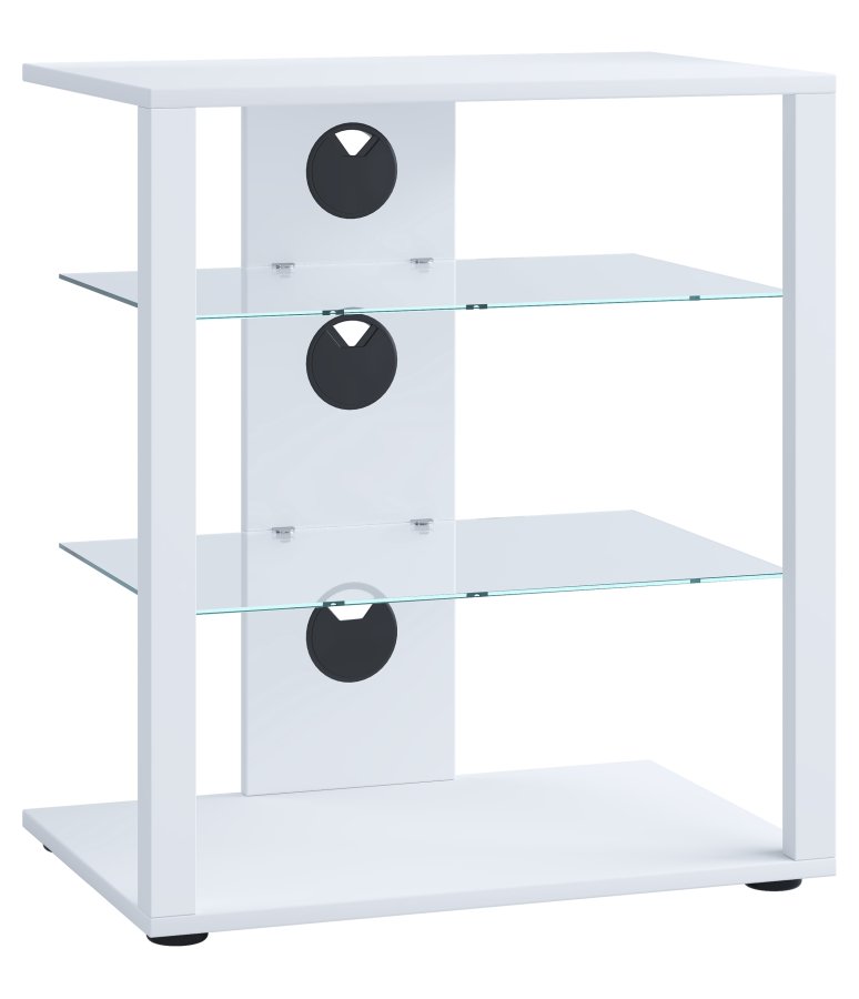 VCM NORDIC Folas Hi-Fi- und TV-Tisch, m. 2 Glasböden - Holz weiß (60x41)