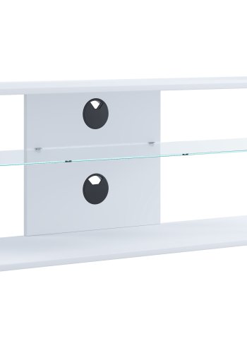 VCM NORDIC Folas XL HiFi- und TV-Tisch, m. 1 Glasablage - Holz weiß (115x41)