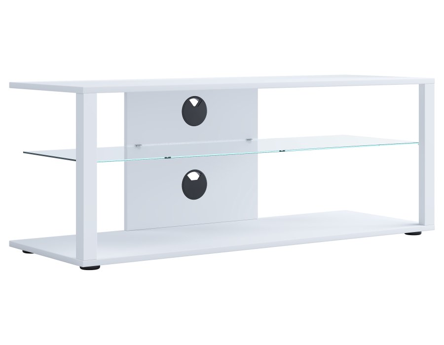 VCM NORDIC Folas XL HiFi- und TV-Tisch, m. 1 Glasablage - Holz weiß (115x41)