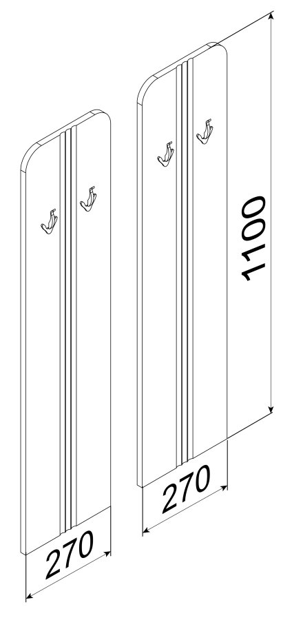 VCM NORDIC Balia Garderobenständer mit 4 Haken - Naturholz (2er-Set)