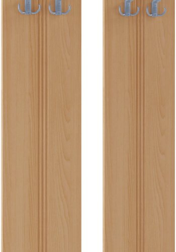 VCM NORDIC Balia Garderobenständer mit 4 Haken - Naturholz (2er-Set)