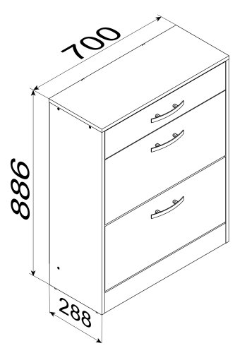 VCM NORDIC Balia Schuhschrank, m. 2 Türen und 1 Schublade - Holz weiß