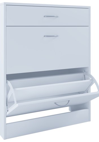 VCM NORDIC Balia Schuhschrank, m. 2 Türen und 1 Schublade - Holz weiß