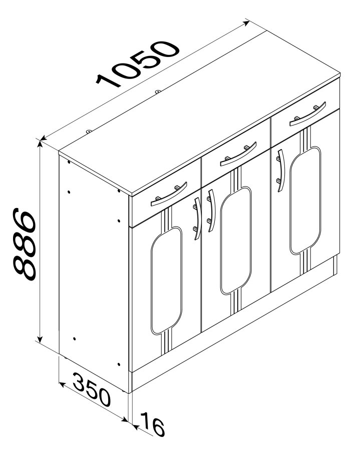VCM NORDIC Balia Kommode, mit 3 Türen und 3 Schubladen – weißes Holz